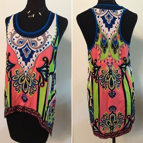 Vibrant Neon Butterfly Tank - high low - Picture 1 of 2